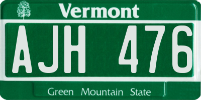 VT license plate AJH476