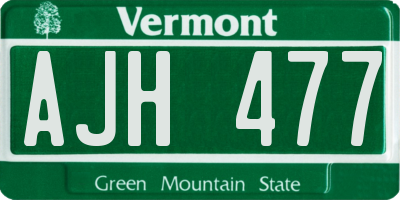 VT license plate AJH477