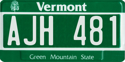 VT license plate AJH481