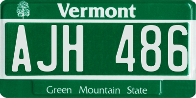VT license plate AJH486