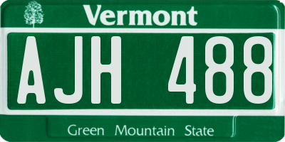 VT license plate AJH488