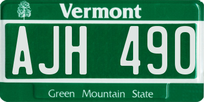VT license plate AJH490