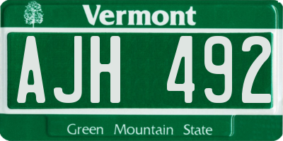 VT license plate AJH492