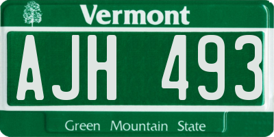 VT license plate AJH493