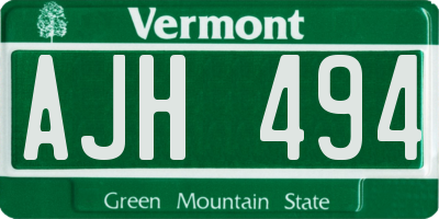 VT license plate AJH494
