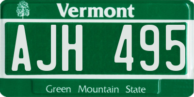 VT license plate AJH495