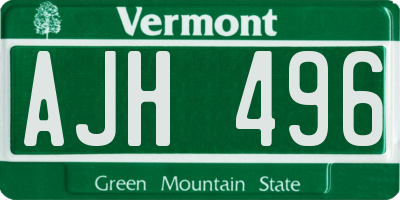 VT license plate AJH496