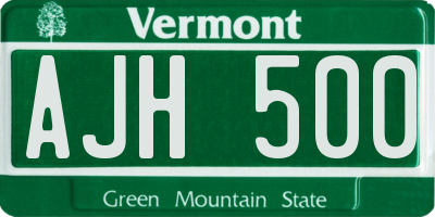 VT license plate AJH500