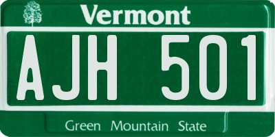 VT license plate AJH501