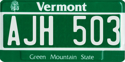 VT license plate AJH503