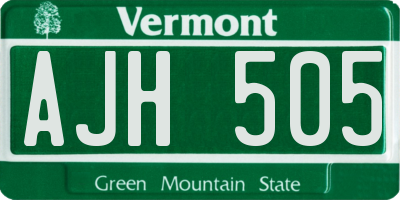 VT license plate AJH505