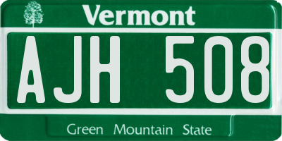 VT license plate AJH508