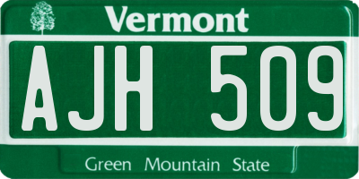 VT license plate AJH509