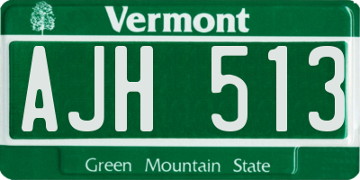 VT license plate AJH513
