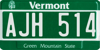 VT license plate AJH514
