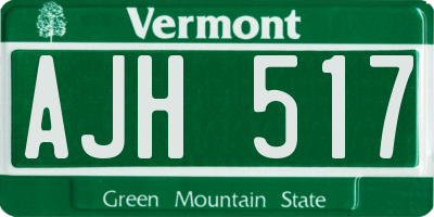 VT license plate AJH517