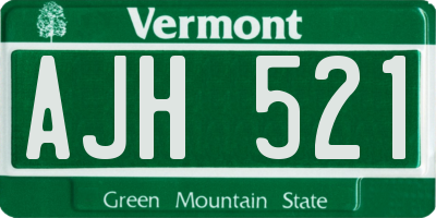 VT license plate AJH521