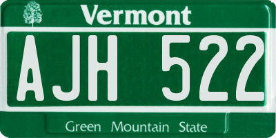 VT license plate AJH522