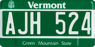 VT license plate AJH524