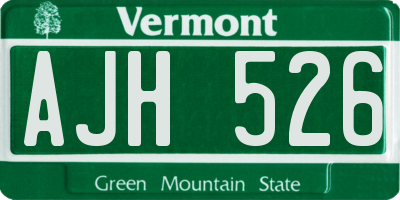 VT license plate AJH526