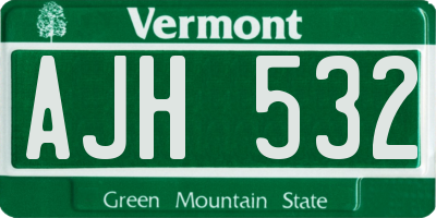 VT license plate AJH532