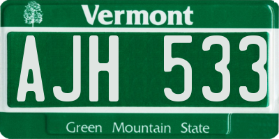 VT license plate AJH533