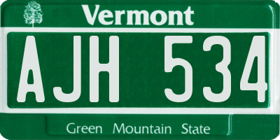VT license plate AJH534