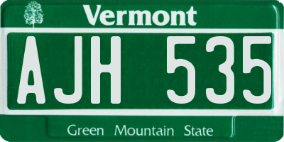 VT license plate AJH535
