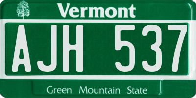 VT license plate AJH537