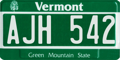 VT license plate AJH542