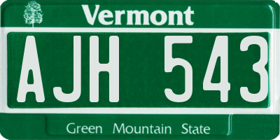 VT license plate AJH543