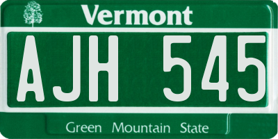 VT license plate AJH545