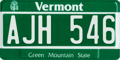 VT license plate AJH546