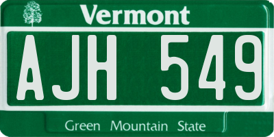 VT license plate AJH549
