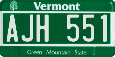 VT license plate AJH551