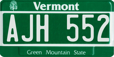 VT license plate AJH552