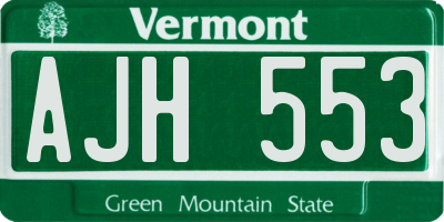VT license plate AJH553