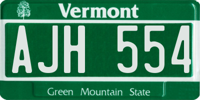 VT license plate AJH554