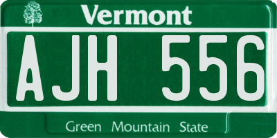 VT license plate AJH556