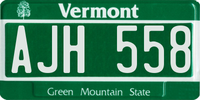 VT license plate AJH558