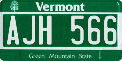 VT license plate AJH566