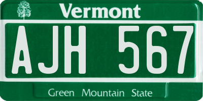 VT license plate AJH567