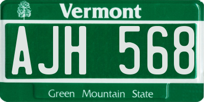 VT license plate AJH568