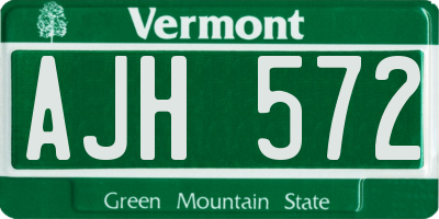 VT license plate AJH572