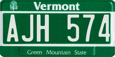 VT license plate AJH574