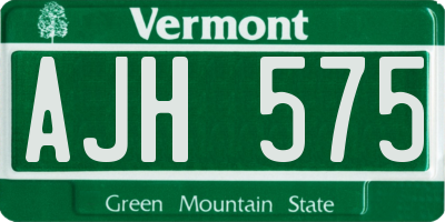 VT license plate AJH575