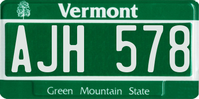 VT license plate AJH578