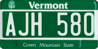 VT license plate AJH580