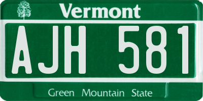 VT license plate AJH581