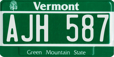 VT license plate AJH587